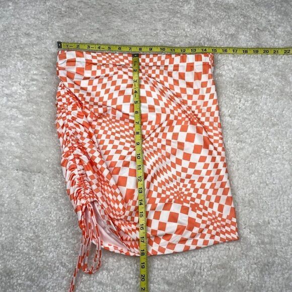 Princess Polly Checkmate Mini Skirt Orange White - Picture 8 of 10